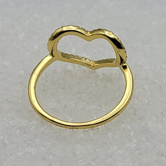Heart Ring Size 8 Clear Cubic Zirconia Gold Plate r Sterling Silver IBB CN 925 - Picture 6 of 12